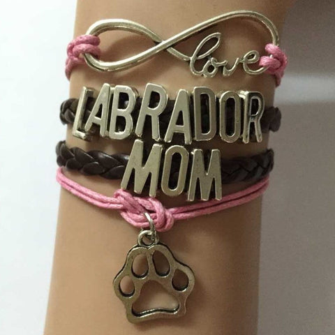 Labrador Mom Leather Charm Bracelet