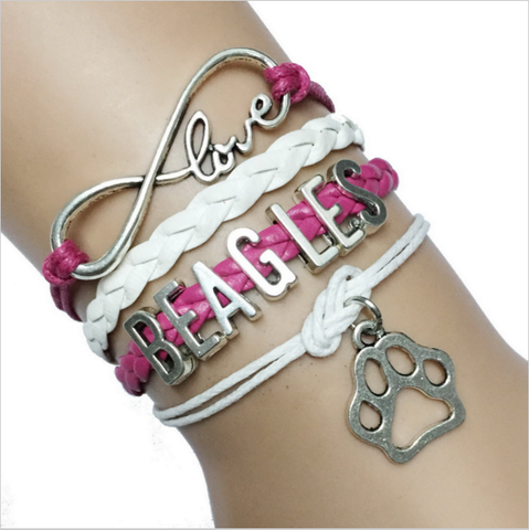 Infinity Love Beagles Paw Charm Bracelet