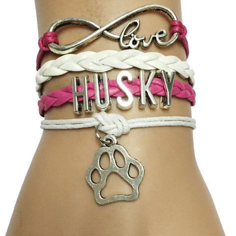 Infinity Love Husky Leather Charm Bracelet