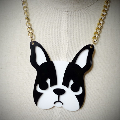 Cute French Bulldog Acrylic Pendant Necklace