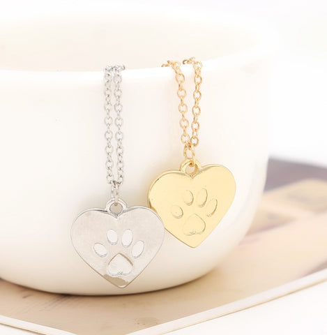 Love Dogs Paw Gold or Silver Pendant Necklace